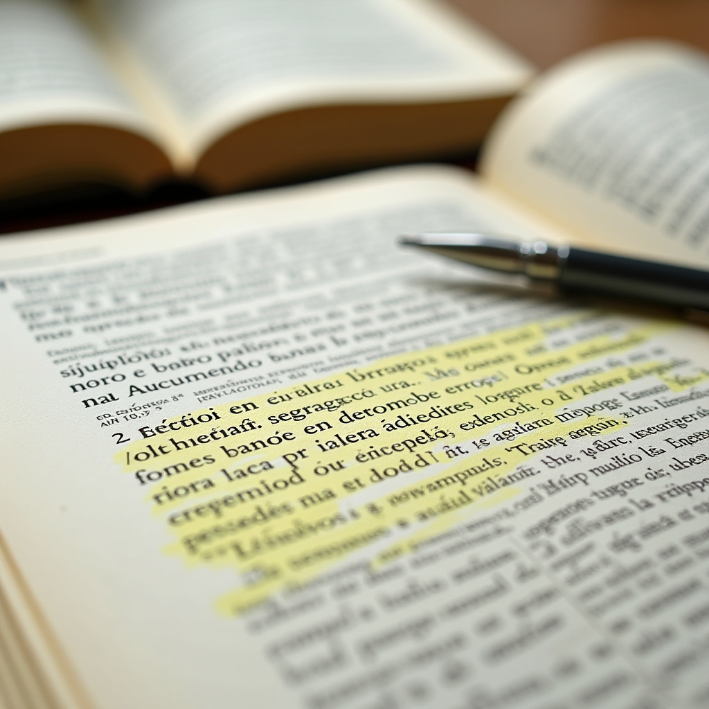 Close-up of open book showing labor law text with a highlighter and notes alongside